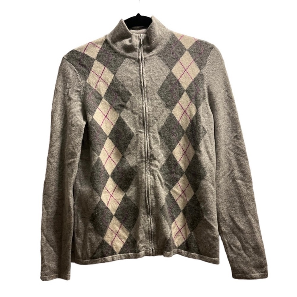 Cashmere By Charter Club Preppy Plaid Half Zip Pullover Sweater S